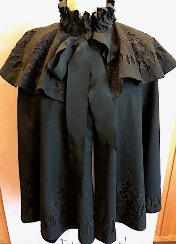 Edwardian Black Wool Cape