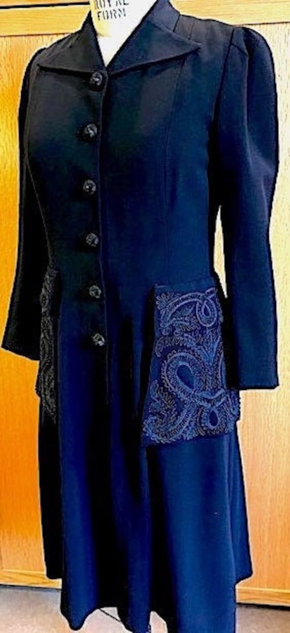 Womens Navy Late 40's Coat