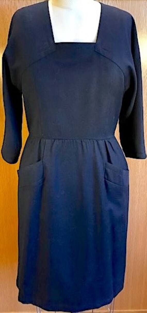 Adele Simpson Navy Wool Dress