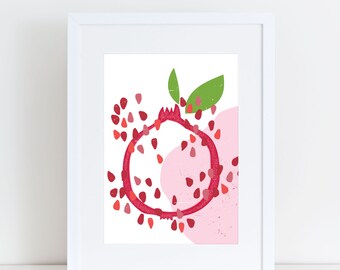 Pomegranate kitchen art print, Pomegranate poster, Gift ideas, Fruits poster