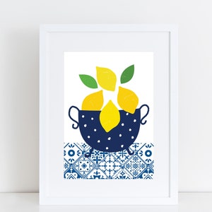 Amalfi coast lemons, Lemons art print, Italian poster, Lemons wall art, Citrus art