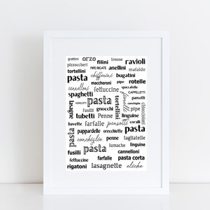 Pasta poster, Kitchen art print, Art print, Kitchen poster image 2