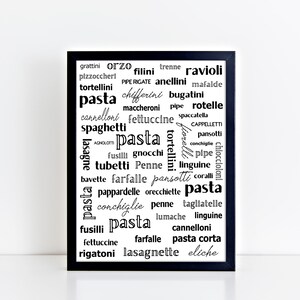 Pasta poster, Kitchen art print, Art print, Kitchen poster image 4