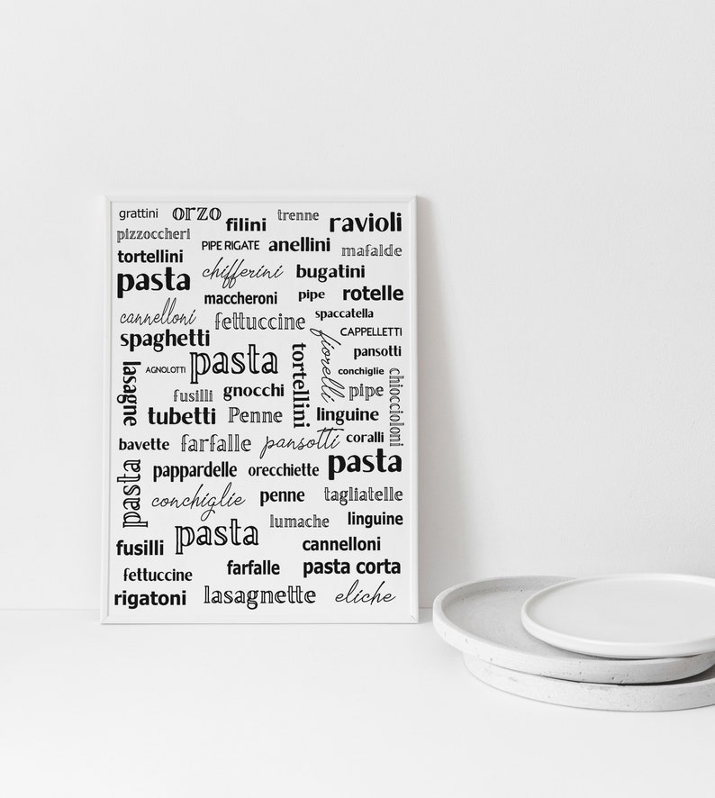 Pasta poster, Kitchen art print, Art print, Kitchen poster image 6