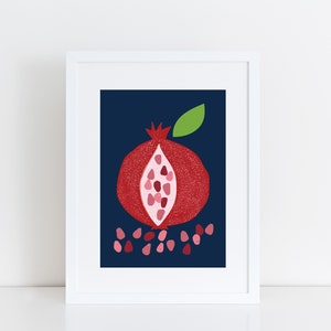 Pomegranate art, Pomegranate illustration, Fruits art, Kitchen poster image 1