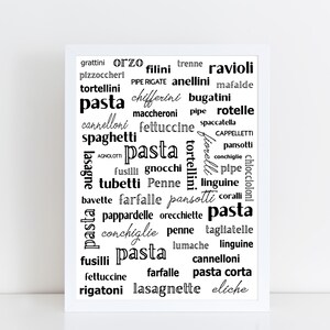 Pasta poster, Kitchen art print, Art print, Kitchen poster image 3