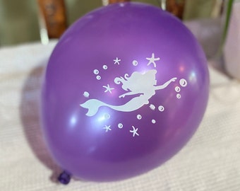 Mermaid Balloons 12", Mermaid Birthday Balloons, Purple Mermaid Balloons, Select Quantity, Mermaid Theme Party Decorations