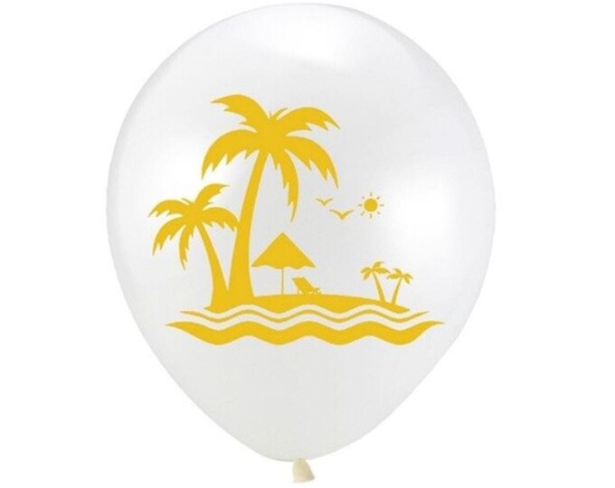 12 Pack Island Balloons, Ocean Theme 12" (30cm) Palm Tree Balloons Ocean Decorations Beach Party Supplies, Tropical Island Balloons