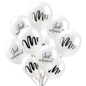 12 PACK Just Married Balloons Decorations 12" (30cm) Wedding Balloons Wedding Decorations Honeymoon Party Supplies Married Balloons Mr & Mrs