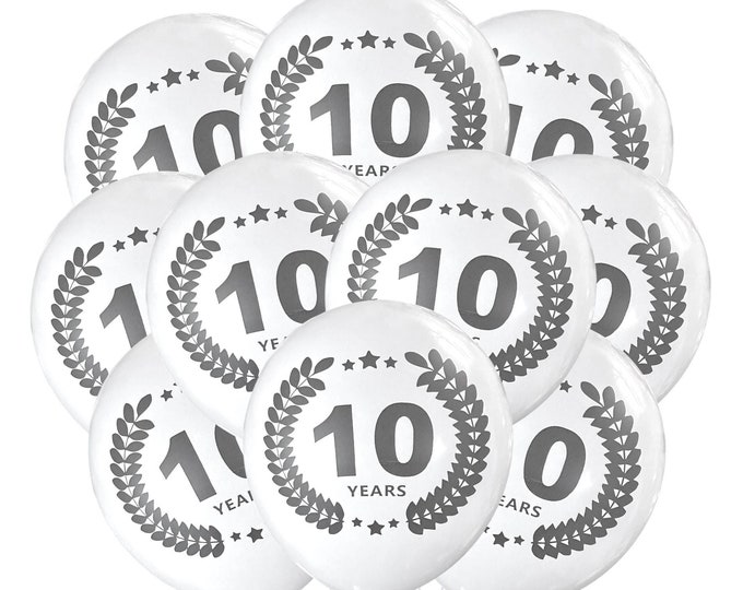 10 Year Balloons, 10 Year Anniversary Party, 10 Year Reunion Event Party Supply Décor, 10th Year In Business, 10 Year Party Ideas