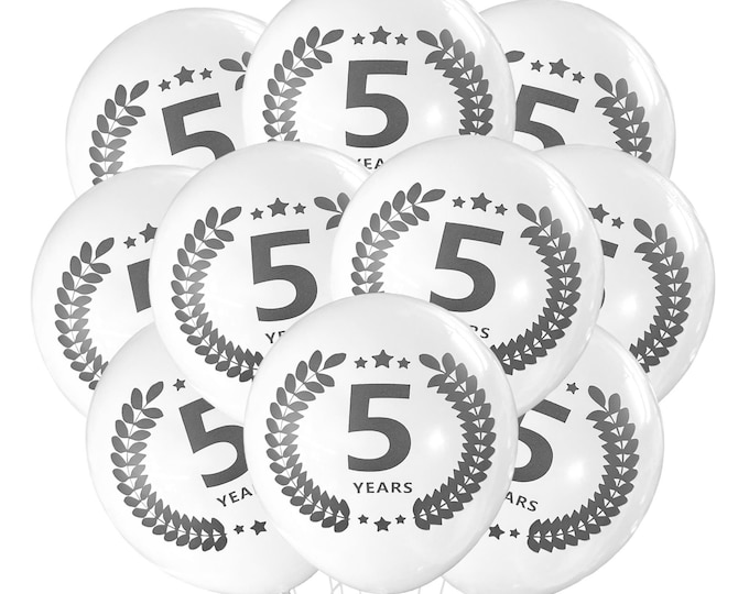 5 Year Balloons, 5 Year Anniversary Party, 5 Year Reunion Event Party Supply Décor, 5th Year In Business, 5 Year Party Ideas