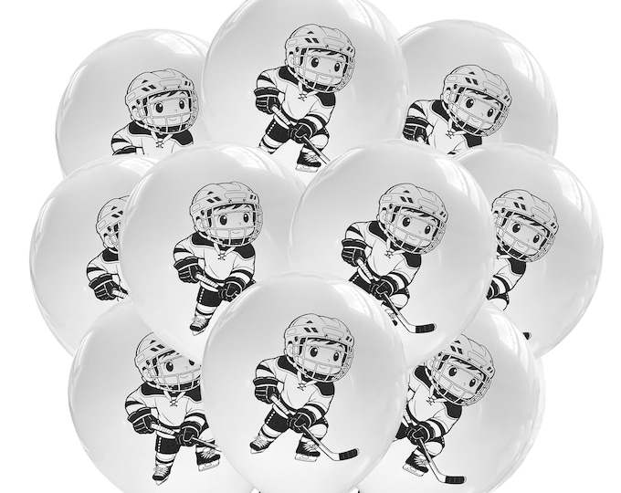 12ct Hockey Balloons, Hockey Birthday, Hockey Player Theme, Hockey Player Birthday Decorations Party Supply Ideas, Sports Theme Ice Hockey
