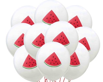 12 Pack Watermelon Balloons, 12" Fruit Balloons Watermelon Print Party Balloons, Red Watermelon Theme Balloon, Watermelon Decor Melon