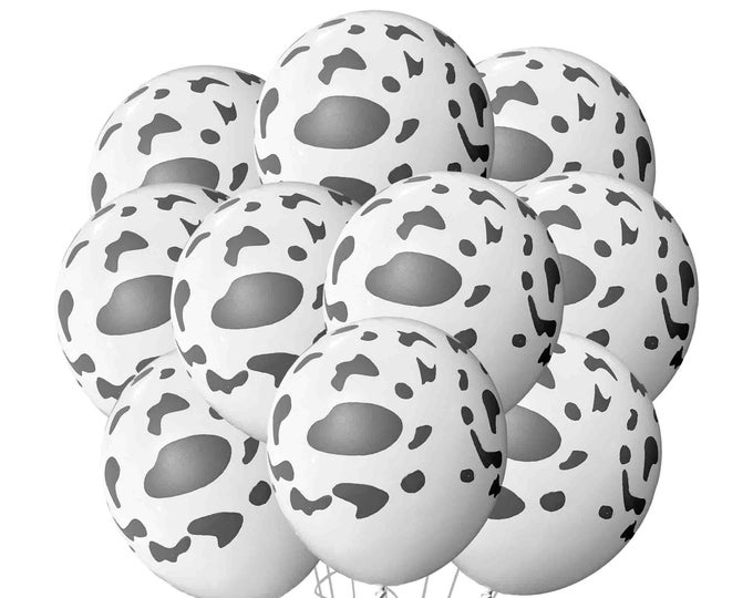 Cow Balloons, 12" Animal Balloons Moo Cow Birthday Party Balloons, Farm Theme Party, Farm Balloons, Holstein, Barnyard Party Balloons