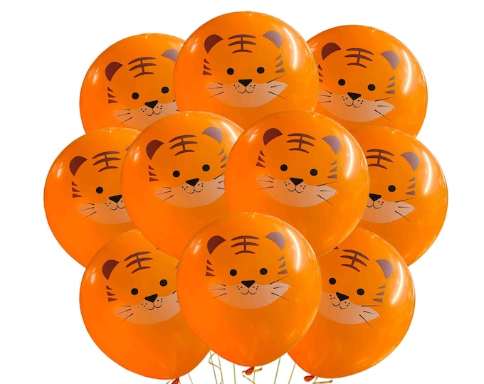 Cute Tiger Balloons, 12", Baby Tiger Balloons, Safari Birthday, Baby Tiger Birthday Ideas, Orange Tiger Kids Birthday Theme