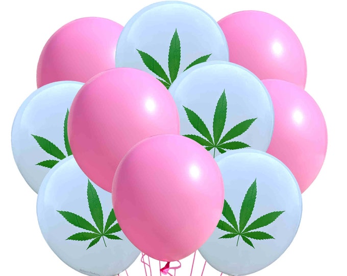 Marijuana Balloons Pink Theme 12", Pink Weed Birthday, Marijuana Leaf Balloons, Cannabis Event, CBD Birthday Balloons, Pink Weed Balloons