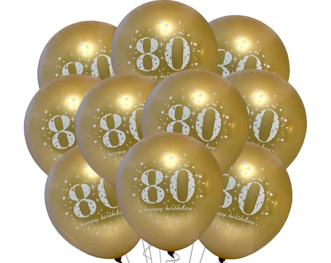 80th Happy Birthday Balloons 12", 80th Birthday Balloons, Eighty Party Balloons, Eightieth Theme, 80th Party Décor, Turning 80 Birthday