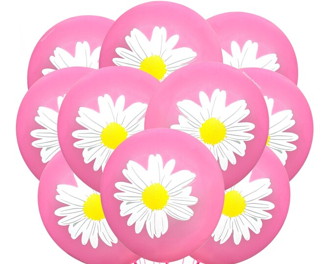 Pink Daisy Balloons, Pink Flower Balloons, Daisy Balloons, White Flower Balloons, Birthday Party Balloons, Pretty Balloons, Party Decor