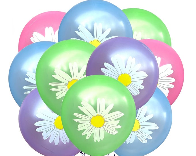 Daisy Balloons 12" Flower Birthday Party Balloons, Daisy Theme Party, Mothers Day Balloons, Girls Birthday Party Balloons, Flower Balloons