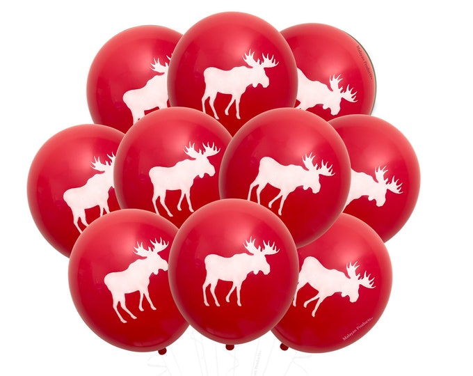 Moose Balloons, Moose Party Balloons, Woodland Party Balloons, Red Moose Birthday Theme, Moose Party Decorations, Christmas Moose