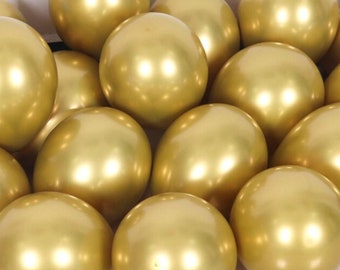 12 PACK Metallic Gold Balloons, 50th Anniversary Theme 12" (30cm) Anniversary Balloons Gold Decorations Gold Gloss Balloons