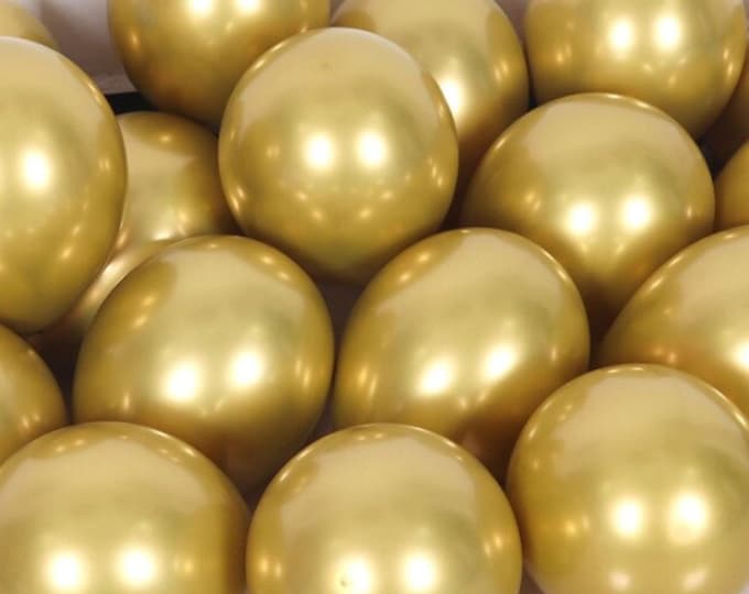 12 PACK Metallic Gold Balloons, 50th Anniversary Theme 12" (30cm) Anniversary Balloons Gold Decorations Gold Gloss Balloons