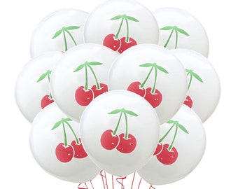 Cherry Balloons, 12" Fruit Balloons Cherry Print party balloons, Wild Cherries Balloon, Cherry Decor Fruit Party - Fruity