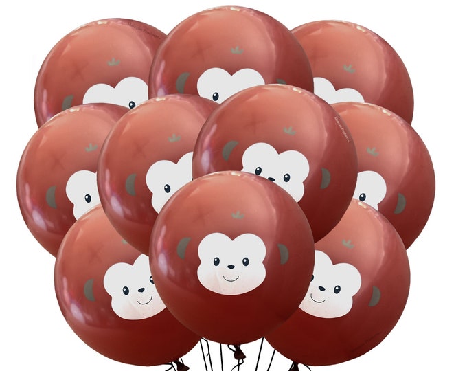 Monkey Balloons 12", Monkey Birthday Party Balloons, Jungle Party, Zoo Theme Balloons, Baby Shower Monkey Balloons Boy Birthday Monkey Theme