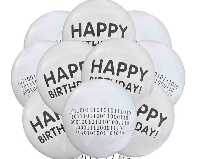Coding Balloons 12", Minimalist Coding Birthday Balloons, Software Engineer Birthday Balloons,