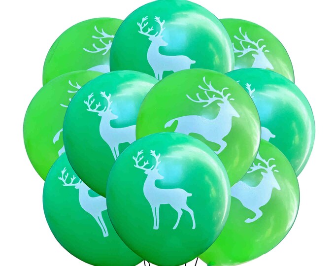Deer Birthday Party Balloons, Green Deer Balloons, Hunting Party Decorations, Hunter Birthday Ideas