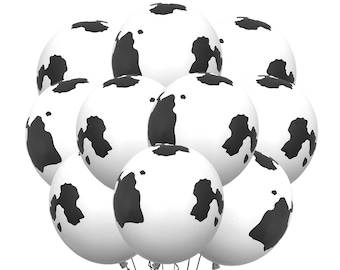 Cow Balloons, 12&quot; Animal Balloons Moo Cow Birthday Party Balloons, Farm Theme Party, Farm Balloons, Holstein, Barnyard Party Balloons
