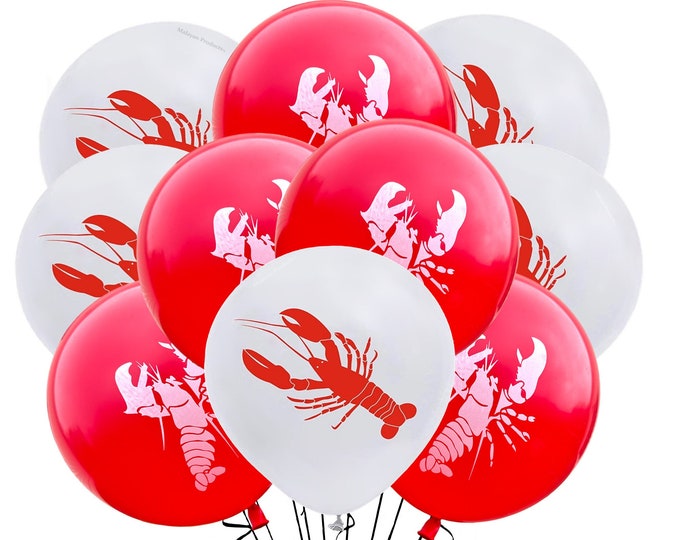 Lobster Balloons 12" Seafood Boil Party Balloons, Lobster Theme Decoration, seafood event, Ocean Buffet Event