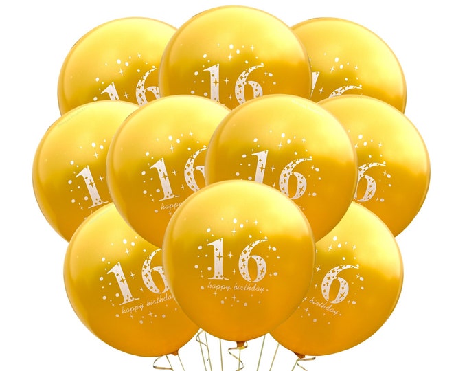 16th Birthday Balloons 12", 16th Balloons, 16th Birthday decorations, Sixteenth Birthday Balloons, Sweet Sixteen Balloons, 16th B-day party