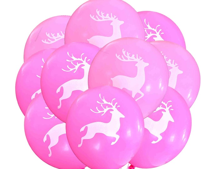 Deer Birthday Party Balloons, Pink Deer Balloons, Hunting Party Decorations, Hunter Birthday Ideas