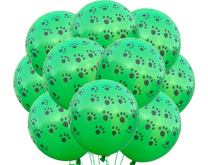 50ct Green Paw Print Balloons, Dog Party, Birthday Party Balloons Paw Patrol Decoration, Dog Paw balloons, Animal Paw Pet Birthday Party