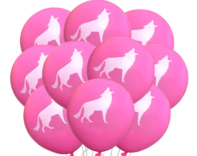 Pink Wolf Balloons 12", Wolves Party Décor, Wolf Party Latex Balloons, Wolf Pack Party, Multi-use Wolf Event Birthday Balloons Wolf Birthday