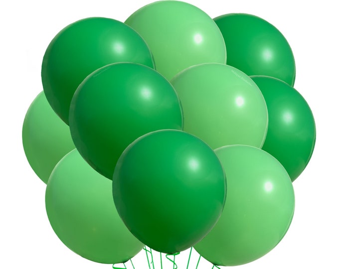 Green Balloons 12" | Green Party Balloons | Solid Dark Green Balloons & Solid Light Green Balloons | Green Theme Party | Birthday Decoration
