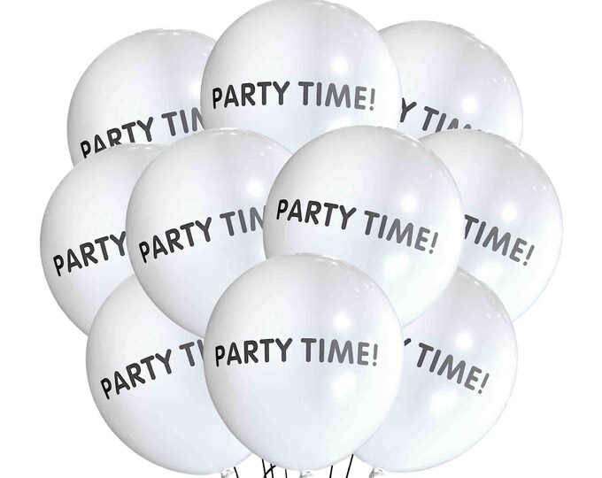 Party Time Balloons,  All Occasion Balloons Modern Simple Theme, Party Balloons, Simple Birthday Party Balloons, Plain Text Balloon