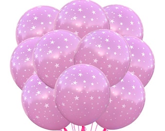 12 Pack PINK Star Balloons, Star Theme 12" Night Balloons, Star Decorations Party Supplies, Star Latex Balloons, Star Sky Balloons