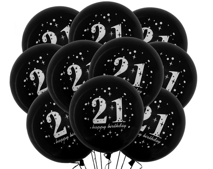 21st Birthday Balloons 12", Black 21st Birthday Balloons Latex, 21st Birthday Party Ideas, Twenty One, 21 Balloons