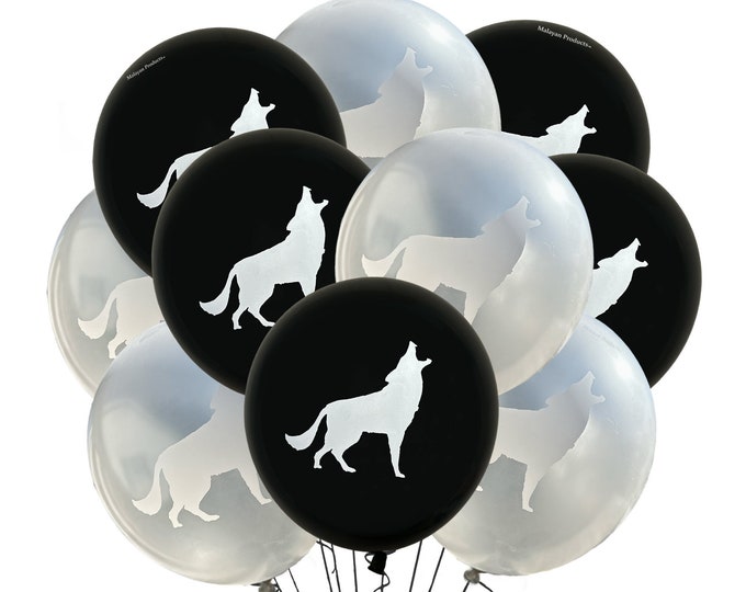 Wolf Balloons 12", Wolves Party Decor, Wolf Party Latex Balloons, Wolf Pack Party, Multi-use Wolf Event Birthday Balloons, Wolf Birthday