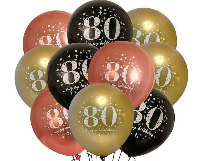 80th Happy Birthday Balloons 12", 80th Birthday Balloons, Eighty Party Balloons, Eightieth Theme, 80th Party Décor, Turning 80 Birthday
