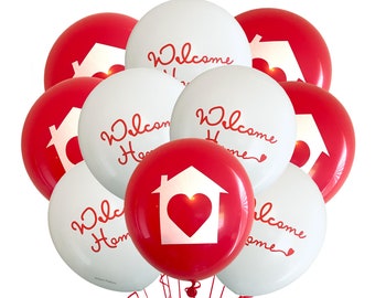 12 Pack Red Welcome Home Balloons, Housewarming Party Balloons, New House Party Balloons, Home Sweet Home Balloons, Realtor Balloons