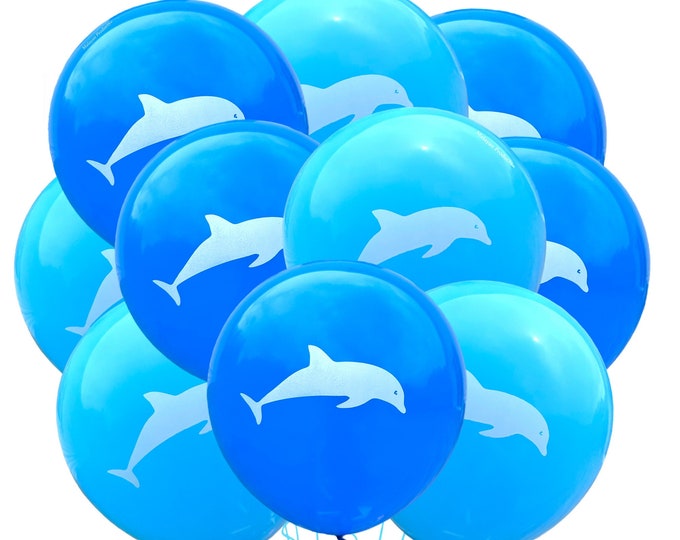 Dolphin Balloons 12", Dolphin Birthday Balloons, dolphin Theme Decorations, Ocean Event, Sea Birthday Theme Balloon, Pool Party Balloons