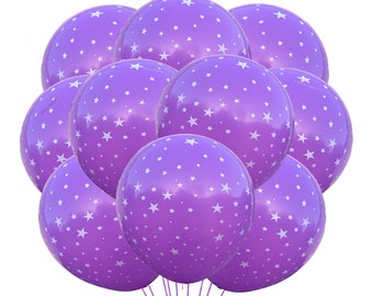 Purple Star Balloons, Star Theme 12" Night Balloons, Star Decorations Party Supplies, Star Latex Balloons, Star Balloon Bouquets