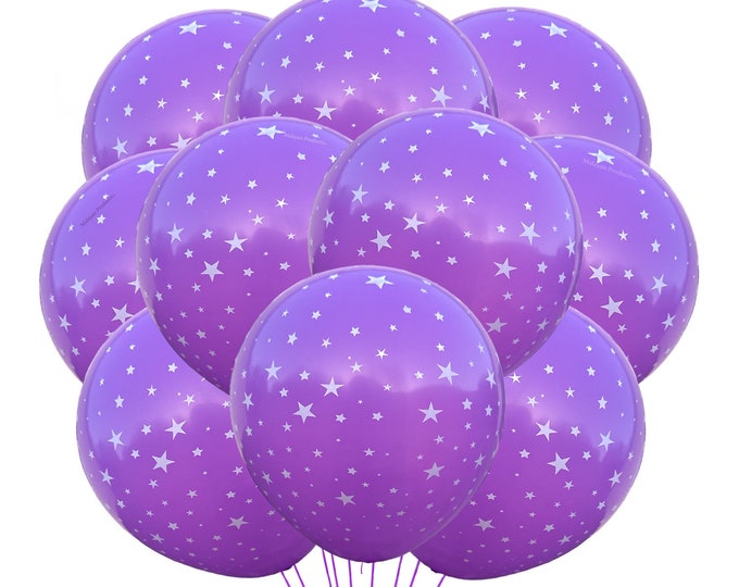 Purple Star Balloons, Star Theme 12" Night Balloons, Star Decorations Party Supplies, Star Latex Balloons, Star Balloon Bouquets