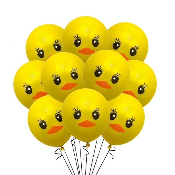 Cute Duck Party Balloons, 12" Rubber Duck Birthday Party Balloons, Kids Birthday Theme Party Decor Yellow Girl Ducky Balloon eyelash