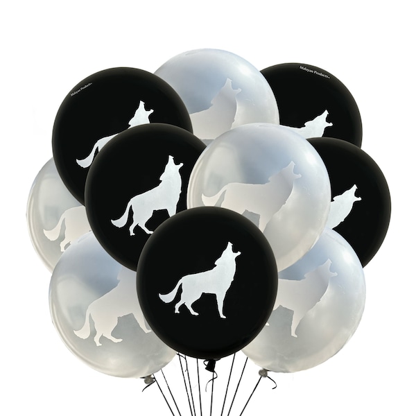 Wolf Balloons 12", Wolves Party Decor, Wolf Party Latex Balloons, Wolf Pack Party, Multi-use Wolf Event Birthday Balloons, Wolf Birthday