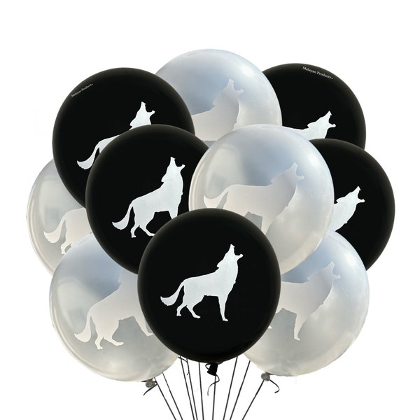 Ballons loups 30 cm, décoration de fête loups, ballons en latex fête loups, fête meute de loups, ballons d'anniversaire événement multi-usages loups, anniversaire loups