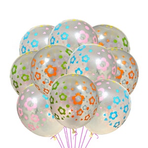 Flower Balloons 12&quot;, Transparent Flower Balloons, Colorful Flower Balloons, Floral Balloons,  Pretty Flower Balloons Birthday Party